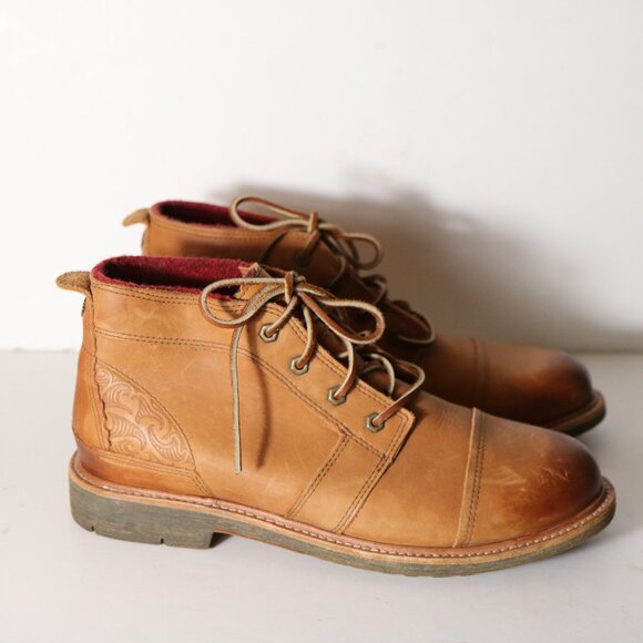 Olukai Mauna Iki Mens Leather Lace Up Chukka Boot 11 Brown Wool Lining - Picture 1 of 9